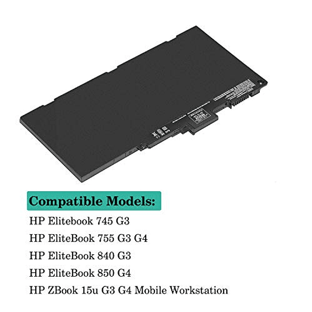 Batería Compatible con HP EliteBook 745 755 840 848 850 G3 G4, ZBook 15u G3 G4 mt42 mt43 Series, CS03046XL, 800231-1C1 800513-001 - 11.4V/48Wh 2