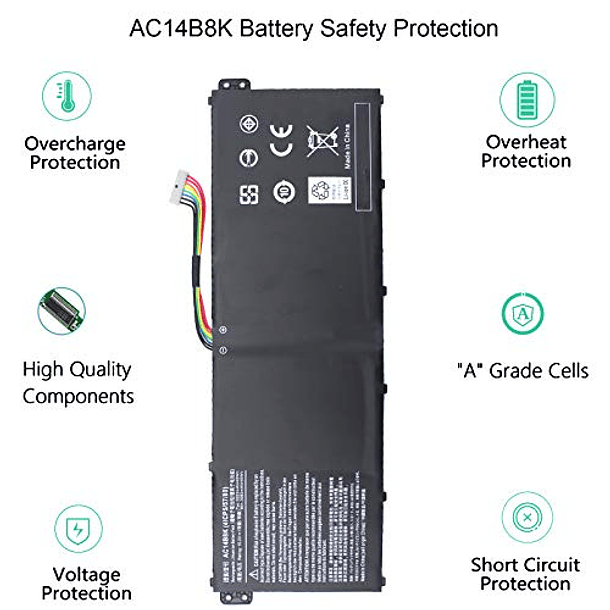 Batería AC14B8K Compatible con Acer Nitro 5 AN515-51, AN515-52, AN515-53, Aspire V3-371, V3-111, ES1-111, ES1-512, R3-131T, R5-471T, R7-371T, R7-372T, CB5-571, CB3-531, Swift 3 SF314-51 y SF314-52. 5