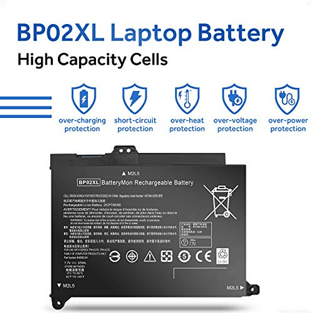 Batería BatteryMon BP02XL para HP Pavilion 15-AU000, 15-au010wm, 15-au018wm, 15-au020wm, 15-au030wm, 15-AW000, 15-aw100, 15-aw002nv, 15-aw007cy, 15-aw010na, 15-aw022nd, 15-aw05305 y 15-aw053r Laptop 2