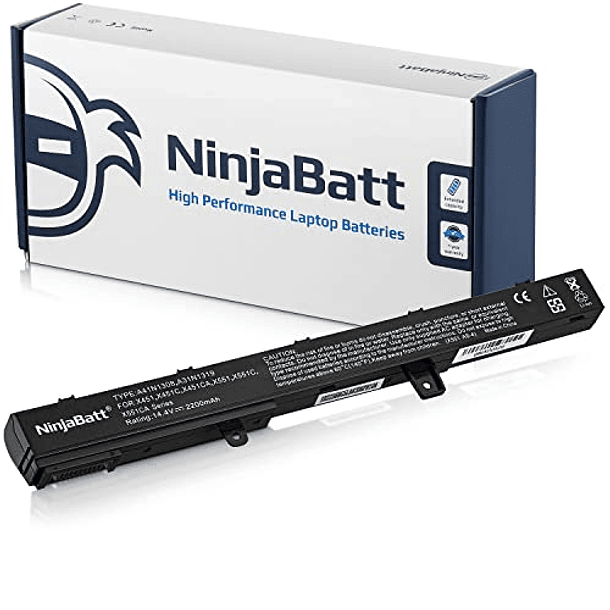 Batería NinjaBatt para Asus X551: Alto Rendimiento [4 Celdas/2200mAh/32Wh] - Modelos X551M A31N1319, X551C A41N1308, X551MA D550, X551CA A31LJ91, X451 X451C, 00B110-00250600, 0B110-00250100 1