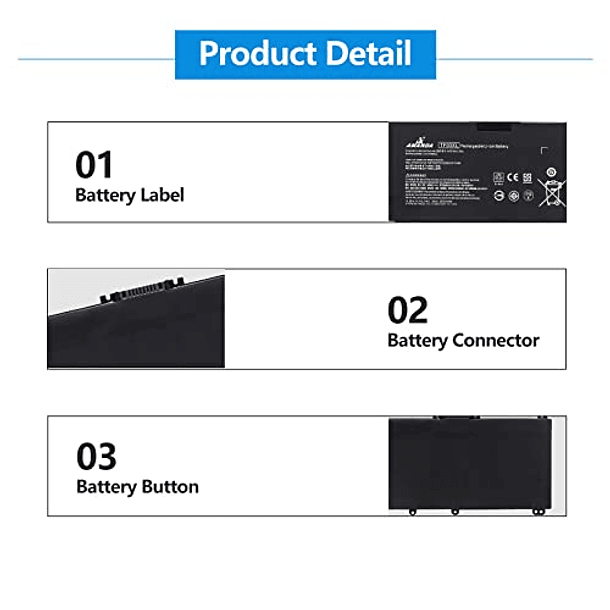 Batería de Repuesto para Portátil HP Pavilion 15-CC, 15-CD, 17-AR Series (Amanda TF03XL) - 15-cc154cl, 15-cc060wm, 15-cc152od, 15-cc055od, 15-cd040wm, 17-AR007CA, 17-AR050WM, 920046-121, 920070-855, H 3