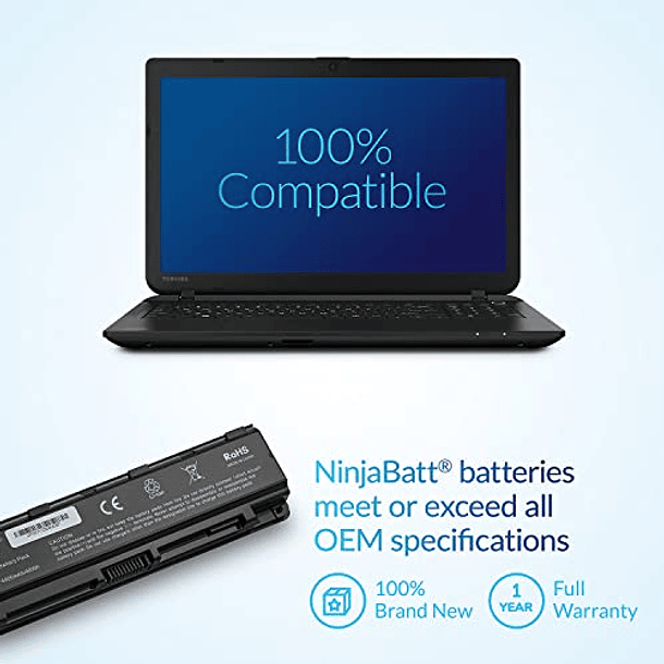 Batería NinjaBatt para Toshiba Satellite C50 C55 - Alto Rendimiento [6 Celdas/4400mAh/48wh] 4