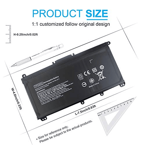 Batería Compatible para HP Pavilion 15-CC 15-CD 17-ar050wm 17-ar0xx 15-cc023cl 15-cc123cl 15-cc563st 15-cc050wm 15-cd040wm 14m-cd0001dx 14m-05cd04-3dx14-05b04-3dx 920070-855 920046-121 TF03XL 4