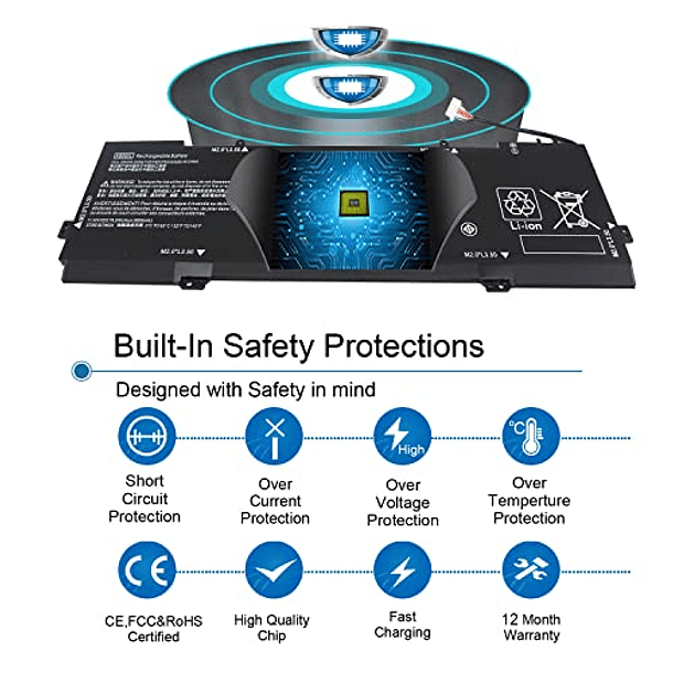 Batería Compatible para HP Spectre X360 15 15-BL012DX 15-BL112DX 15-BL0XX 15-BL1XX 15-BL062NR 15-BL075NR 15-BL102NO 15T-BL000 15T-BL100 Serie 902499-856 902499-855 902401-2C1 11.55V - KB06XL KBO6XL 5