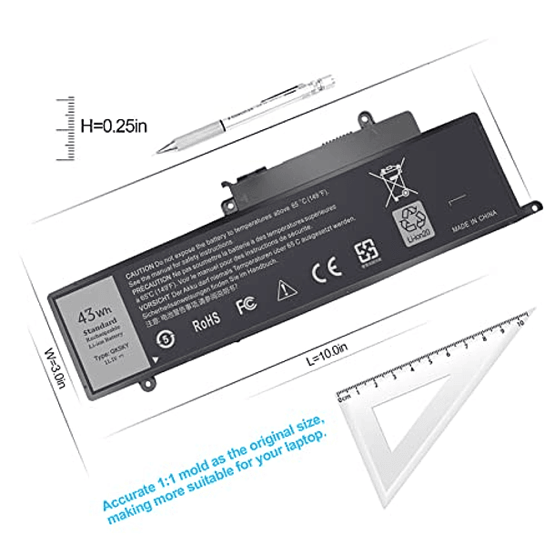 Batería de Repuesto GK5KY de 43Wh para Dell Inspiron 11 3000 Series 3148, 3147, 3152, 13, 15, 7000, 7558, 7353, 7352, 7347, 7348, 7359, 7568, 4K8YH, 92NCT, P55F, P20T, RHN1C, 01-BBPG5 5