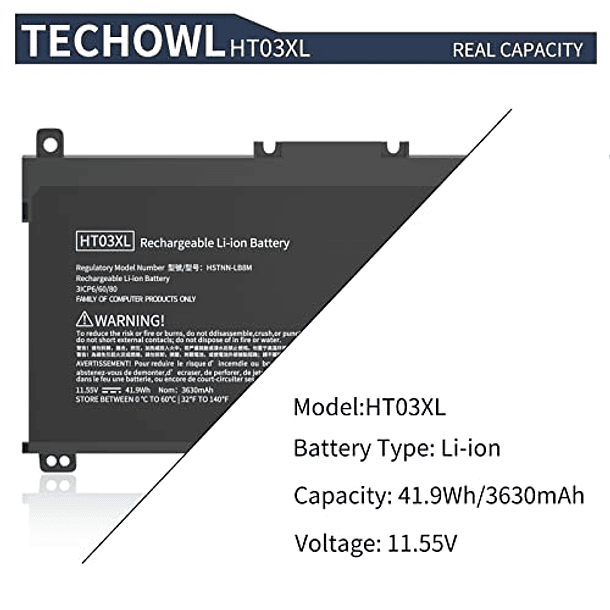 Batería Compatible para HP Pavilion 14/15 - HT03XL, L11119-855, L11119-856, HSTNN-LB8M, L32654-005 3