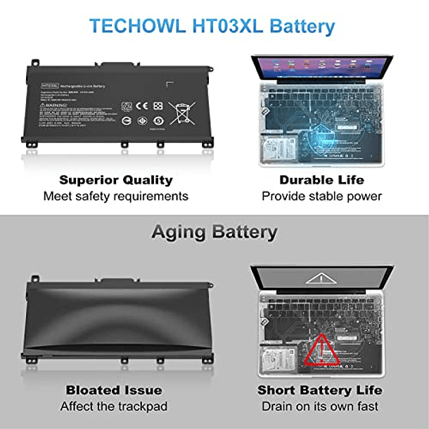 Batería Compatible para HP Pavilion 14/15 - HT03XL, L11119-855, L11119-856, HSTNN-LB8M, L32654-005 4