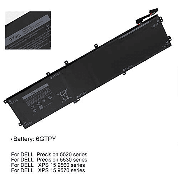 Batería de 97Wh 6GTPY para Dell XPS 15 9550, 9560, 9570, 7590, Precision 5510, 5520, 5530, M5520, Vostro 7500, 5D91C, 5XJ28, 5041C, 05041C, 15-9560-D1545, D1645, D1745, P56F002 3