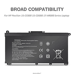 Batería para HP Pavilion 15-CC000 15-CD000 17-AR000 Series Laptop - BatteryMon TF03XL - P/N: HSTNN-LB7X HSTNN-UB7J 920046-541 - Compatible con 15-cc050wm 15-cd027ax 15-cd028ax 15-cd029ax 15-cd040wm 17