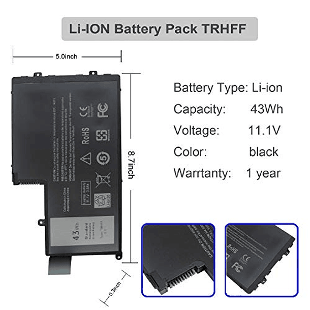 Batería AN·GWEL TRHFF para Dell Inspiron 14-5447, 15-5547, Latitude 15 3550, 11.1V 43WH 2