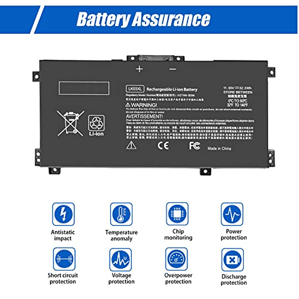 Reemplazo de Batería HP LK03XL para Envy x360 15m-dr0011dx 15-bq2xx 15m-cn0xxx 15m-bq0xx 15m-dr0xxx 15-cn1xx 916368-541 916814-855 17-ae1xx l09281-855 15m-bp-m-m- bp0xx 5