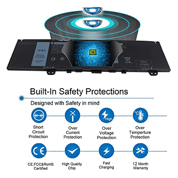 Batería de Repuesto para Dell Inspiron 13 7373 I7373 7370 7380 5370 7386 P83G P83G001 P83G002 P87G P87G001 Vostro 13 5370 D1525S R1605S D1505G D2505G Serie F62GO RPJC3 39DY5 WH 3