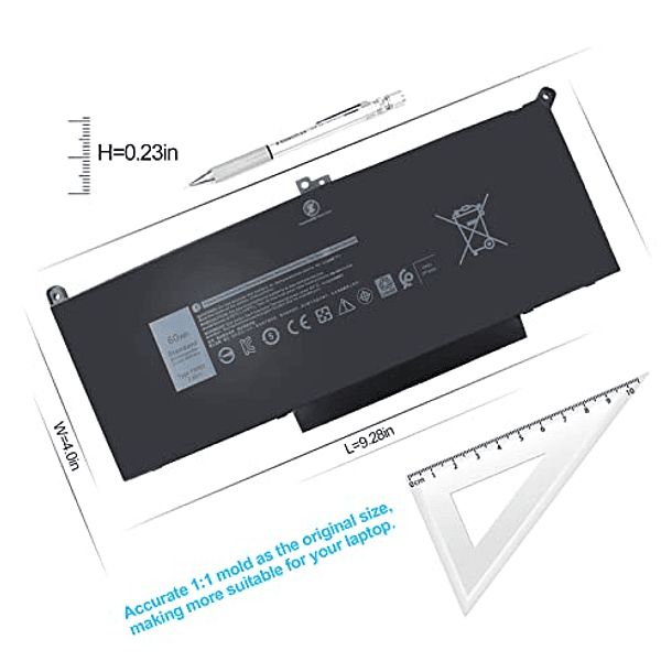 Batería de Repuesto para Dell Latitude 14, 13, 12 7000 Series DM3WC, KG7VF, 2X39G, P73G, 451-BBYE, 453-BBCF, 0F3Y.Y, 7290, 7280, 7380, 7390, 7490, 7480 4