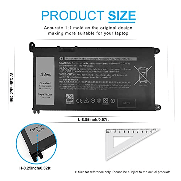 Batería Compatible para Dell Inspiron 5591 7586 5491 5481 5482 5485 3310 2-In-1 15 3582 3583 3593 3584 5590 5593 5594 5585 5598 14 3493 5493 5480 3793 3