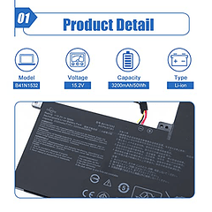 Batería para Portátil Asus Zenbook Flip UX560 15.2V 3200mAh/50Wh Compatible con UX560UA-1B, UX560UA-FZ020T, Q504UA 15.6" Series Notebook 0B200-02010100