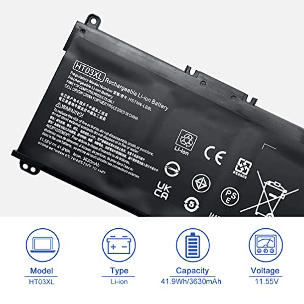 Batería Compatible para HP Pavilion 15-CS 15-CW 15-CU 15-DA 15-DB 15-DW 14-CE 14-CF 14-DF 17-CA 15-DW0033NR 15-cu1xxx 15-CS0053CL 17-por0xxx L11119-855 L11421-542 HT03041XL HSTNN-DB8R 2