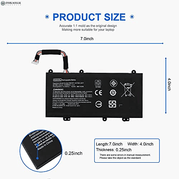 Batería SG03XL 849048-421 para Portátil HP Envy M7 (M7-u109dx, M7-u009dx, 17t-u100 CTO, 17-u100, 17-u163cl, 17-u177cl, 17-u292cl, 17-u273cl, 17-u275cl, 17-u153nr, 17-u1845nr, Serie 4-48453, 850 w2k88u 4