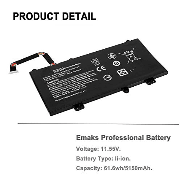 Batería SG03XL Compatible con HP Envy M7 17-U000 17t-U000 17t-U100 M7-U000 Serie: M7-U109DX M7-U009DX 17-U011NR 17-U163CL 17-U177CL 849048-421 849049-421 HSTNN-LB87F 0351E 9351E 4-4-4 850 SGO3XL-11,55 3