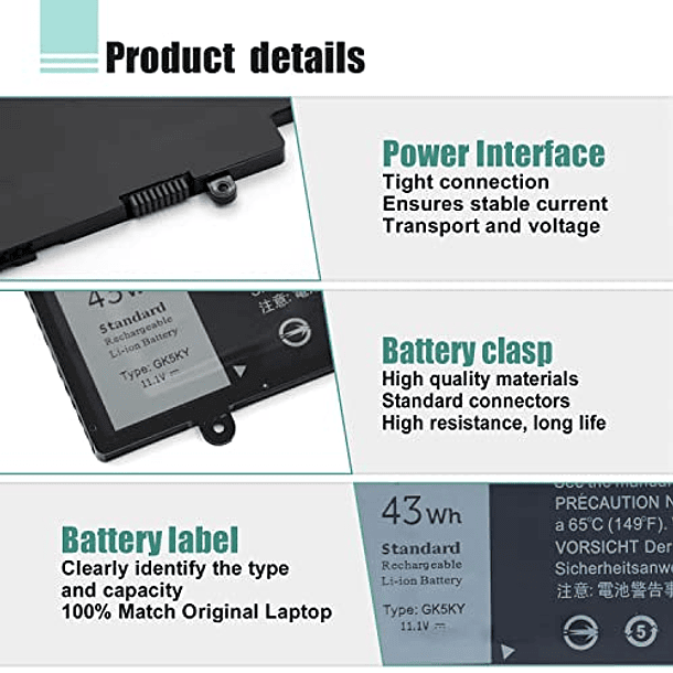 Batería Compatible para Dell Inspiron 11 3000 Series 3147 3148 3153 3152 3157 3158 15 7000 7558 7568 13 7353 7359 7347 7348 7352 3