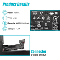 Batería Compatible para HP Chromebook 11 G5 EE TPN-Q151 Series Notebook - TsuLin AS03XL HSTNN-DB7Z HSTNN-IB7W 918669-855 918340-1C1 ASO3XL 484170-001 11.1V 44.95Wh 4050mAh