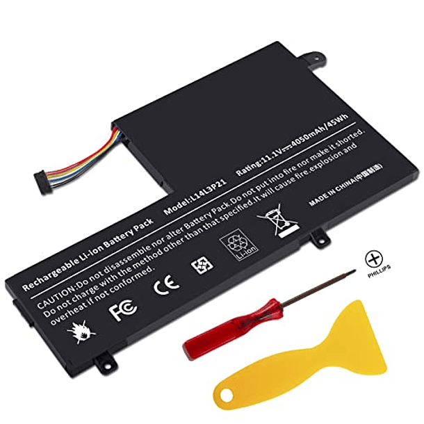 Batería Compatible para Lenovo Flex 3 1470, 1480, 1580, Edge 2 1580 Series (11.1V 45Wh) L14M3P21, L14L3P21, L14M2P21, L14L2P21, L15M3PB0 2