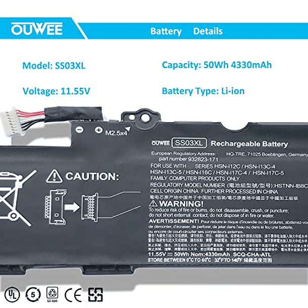 Batería Compatible con HP EliteBook 730 735 740 745 755 830 840 846 G5 745 840 G6 ZBOOK 14U G5 G6 Series HSN-I12C HSN-I13C-4 HSTNN-IB8C HSTNN-LB8G 932823-421 933321-855 50Wh 2