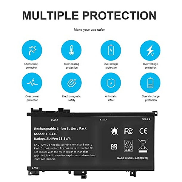 Batería de Repuesto para Portátil HP Omen 15-AX200, 15-AX200NA, 15-AX200NX, 15-AX201NC, 15-AX243DX, 15-AX201NX, 15-AX202NA, 15-AX202NW, 15-AX212NF, 15-AX211TX y 15-AX212NW de Futurebatt Inc TE04XL 3