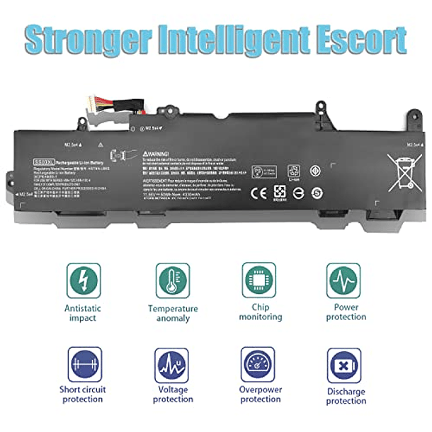 Batería Compatible para HP EliteBook 830 G5 G6, 730 735 740 745 846, ZBook 14U G5 G6, SS03XL 840 G5 G6 933321-852, 933321-855, 932823-171, 932823-1C1, 932823, 3-2B82, 3-282, 11,55V 50WH 3