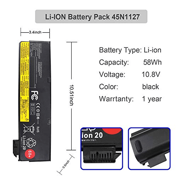 Batería Compatible para Lenovo T440 T440s T450 T460 T460p T550 T560 W550s X240 X250 X260 X270 (45N1124 45N1125 45N1128 45N1127) 6Cell 68+ (0C52862) 2