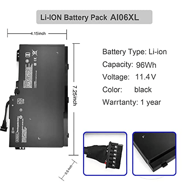 Batería Compatible con HP ZBook 17 G3 Series X9T88UT T7V64ET 808397-421 808451-001 808451-002 HSTNN-C86C HSTNN-LB6X AI06096XL para Shareway AI06XL A106XL AIO6XL 5