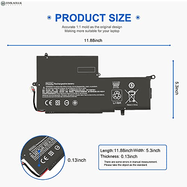 Batería Compatible con HP Spectre X360 13-4002DX 13-4003DX 13-4005DX 13-4001DX 13-4100DX 13-4101DX 13-4102DX 13-4103DX 13-4110DX 13-4116DX 13-4193193121222TODX 13-4TX 13-4TX 13-412T - PK03XL 789116-00 4