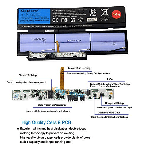 Batería de Repuesto Compatible con Lenovo ThinkPad X230 X230i X230S Series [11,1 V, 63 WH, 5,6 Ah] - KingSener 45N1025 45N1024 45N1028 45N1029 45N1020 2