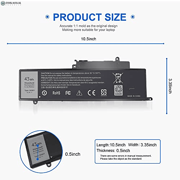 Batería Compatible para Dell Inspiron 11 3000 Series 3147 3148 3153 3152 3157 3158 15 7000 7558 7568 13 7353 7359 7347 7348 7352 4