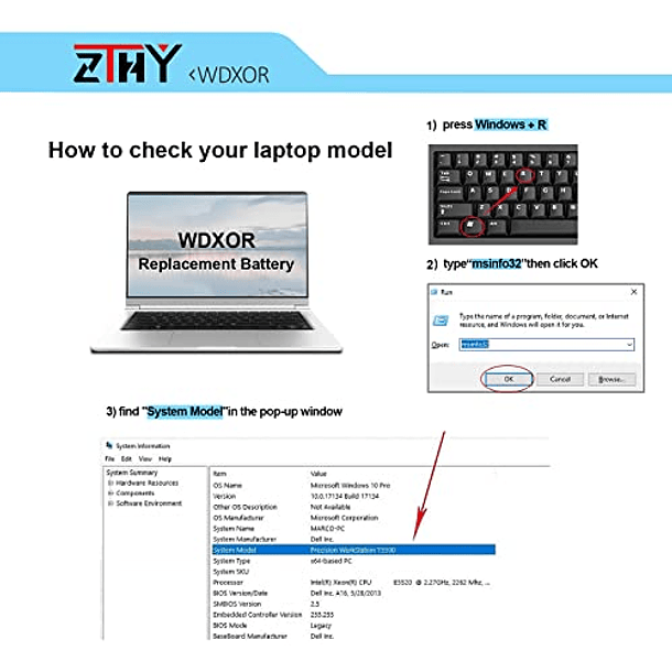 Reemplazo de Batería WDX0R 3CRH3 para Dell Latitude 3480 3580 3189 3379 Inspiron 15 7579 7573 7560 7569 7570 5565 5567 5568 5570 5578 5579 7586 13 7368 7378 5368 5378 5379 17 5765 5767 5775 P58F P75F 2