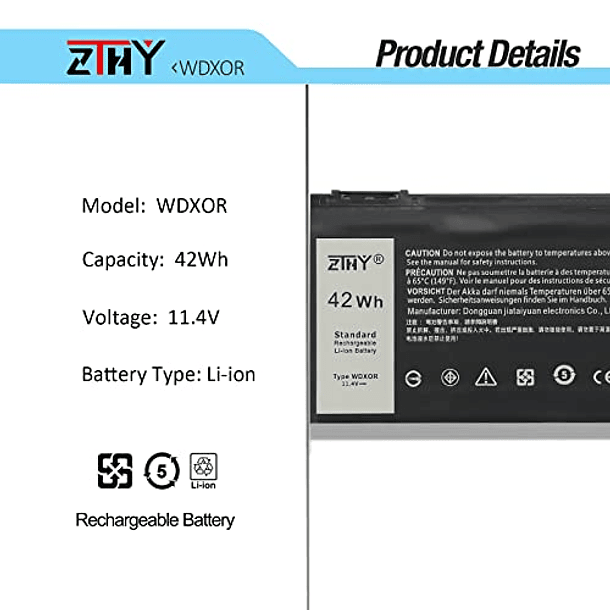 Reemplazo de Batería WDX0R 3CRH3 para Dell Latitude 3480 3580 3189 3379 Inspiron 15 7579 7573 7560 7569 7570 5565 5567 5568 5570 5578 5579 7586 13 7368 7378 5368 5378 5379 17 5765 5767 5775 P58F P75F 3