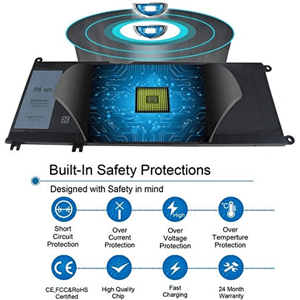 Batería Compatible para Dell Inspiron 17 7000, 7573 2 en 1, 7577, 7773, 7778, 7779, 7786, G3 3579, 3779, G5 5587, G7 7588, Latitud 13 3380, 14 3490, 15 3590, 3580, PVHT1, P30E, 99NF2 6