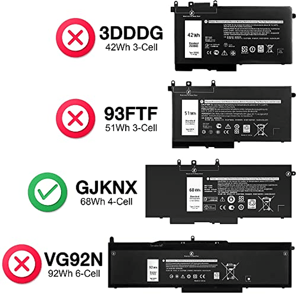 Batería de Repuesto para Dell Latitude 5480 5580 5280 5288 5488 5590 5591 5490 5491 5495 E5480 E5580 E5490 E5590 Precision 15 3520 3530 Series GD1JP DY9NT 5YHR4 451-BBZG 4-Cell 5