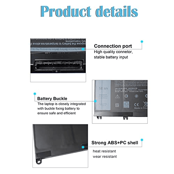 Batería Compatible con Dell Inspiron 15 7577, 17 7000, 7773, 7778, 7786, 7779, G3 15 3579, G3 17 3779, G5 15 5587, G7 15 7588, Latitude 13 3380, 14 3490, 15 3590, 3580, 9CB6B3NF2, PV0HT1WS 5