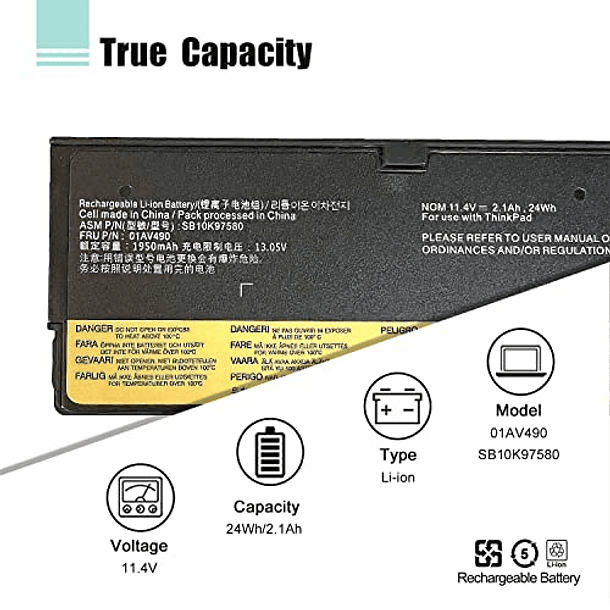 Batería de Repuesto para Portátil Lenovo ThinkPad T470 T570 T480 T580 A485 A475 P51S P52S TP25 Series 2