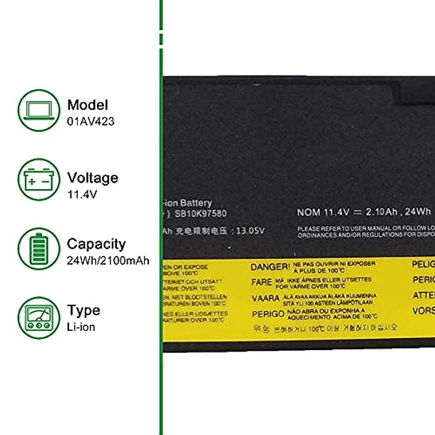 Batería de Repuesto para Lenovo ThinkPad T470 T570 T480 T580 P51S P52S TP25 A475 Series 61 4X50M08810 2