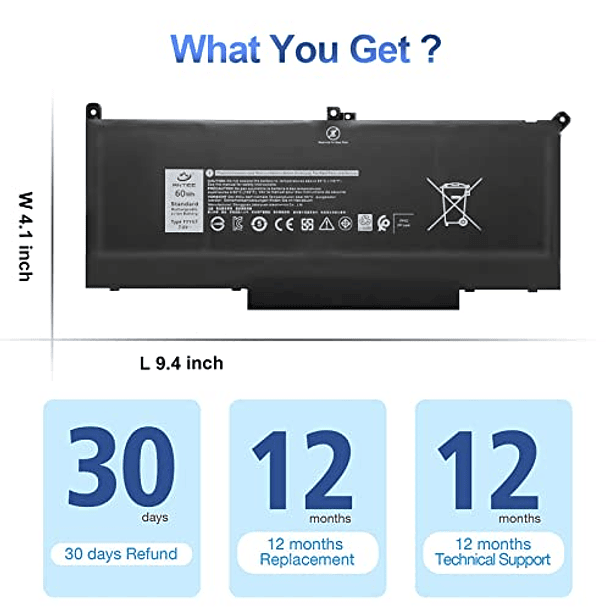 Batería para Dell Latitud 12 7000 7280 7290 13 7000 7380 7390 14 7000 7480 7490 E7280 E7390 E7480 E7290 E7490 DM3WC DM6WC 2X39GG7V7 V4 - Antiee 60wh F3YGT 8