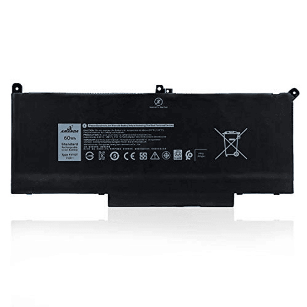 Batería de Repuesto para Dell Latitude 12 7000 7280 7290/13 7000 7380 7390/14 7000 7480 7490 Series DM3WC 0DM3WC 2X39G 7.6V 60Wh 4 Celdas - Amanda F3YGT 1