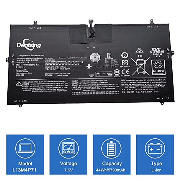 Batería Compatible para Lenovo Yoga 3 Pro-1370 Series Notebook L14S4P71 (Dentsing L13M4P71, 7.6V 44Wh/5790mAh 4 Celdas) 2