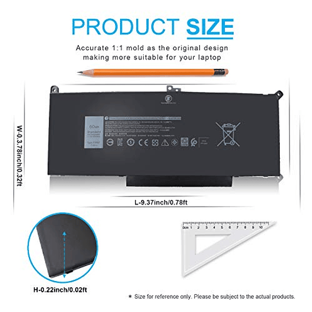 Batería de Repuesto para Dell Latitude 7480/7490/7280/729...