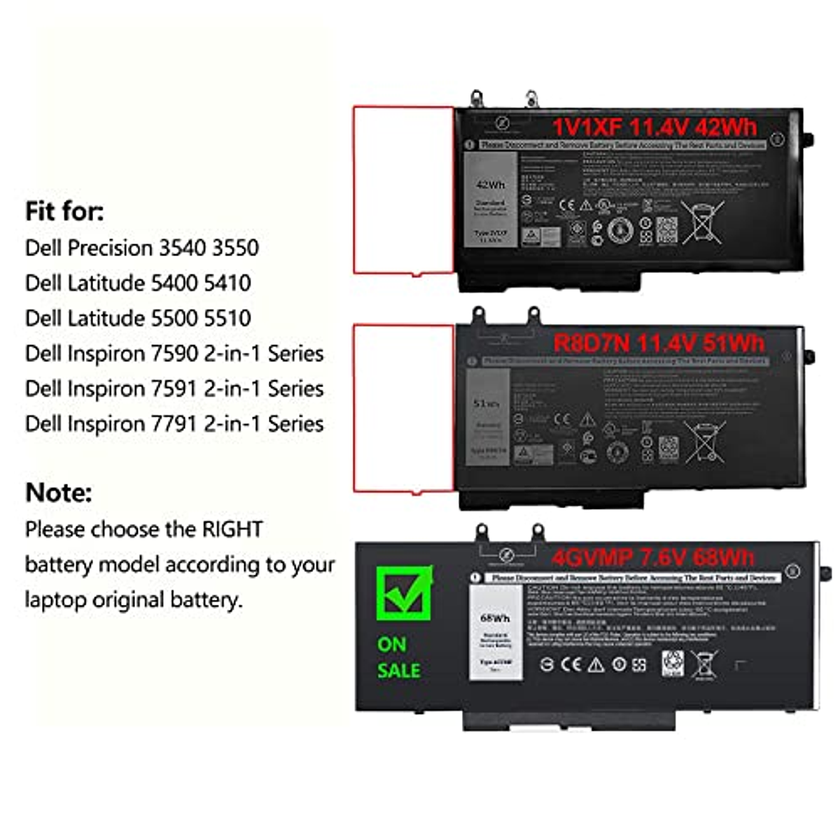 Batería Compatible para Dell Latitude 5400 5500 Precision...