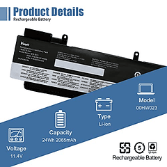 Batería Compatible para Lenovo ThinkPad T460s T470s Series Notebook - SB10F46474 SB10F46461 SB10F46460 SB10F46475 00HW023 00HW022 00HW036 00HW037