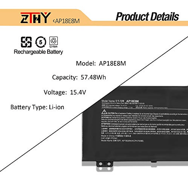 Batería Compatible con Acer Nitro 5 AN515-44/R99Q, AN515-55/52/43/45, Nitro 7 AN715-51, Aspire 7 A715-74G-7511 y Predator Helios 300 PH315-52/53/317-52 3