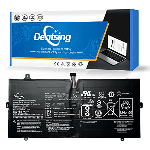 Batería Compatible para Lenovo Yoga 900-13ISK 900-13ISK2 900-IFI 900-ISE Yoga 4 Pro Series Notebook 5B10H43261 - Dentsing L14M4P24 (7.6V 66Wh/8400mAh 4 Celdas) 1