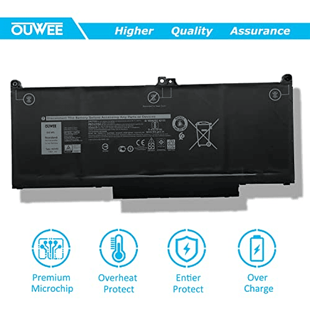 Batería Compatible con Dell Latitude 5300 5310 7300 7400 E5300 E7300 E7400 Series Notebook, OUWEE MXV9V 5VC2M 05VC2M 829MX 0829MX, 7.6V 60Wh 7500mAh 4 Celdas 4