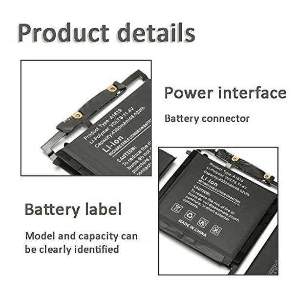 Batería Compatible para MacBook Pro de 13 Pulgadas (Finales de 2016 - Mediados de 2017) Modelos A1819, A1706, EMC 3071, EMC 3163, MPXV2LL/A, MPXV2LL, MLH1 3